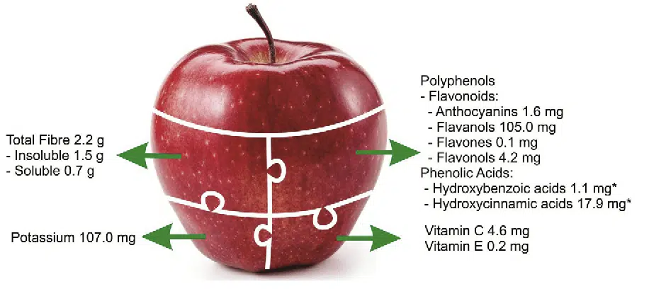Variedad de nutrientes manzana