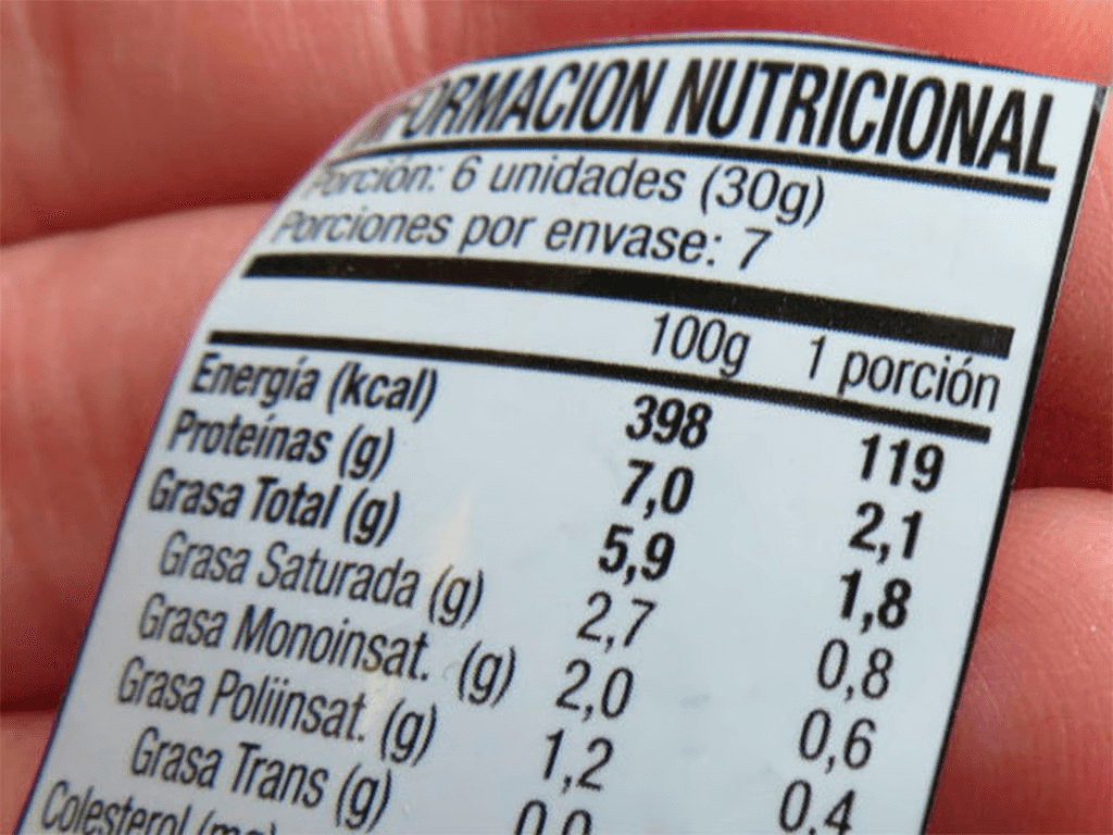 Información nutricional de alimentos