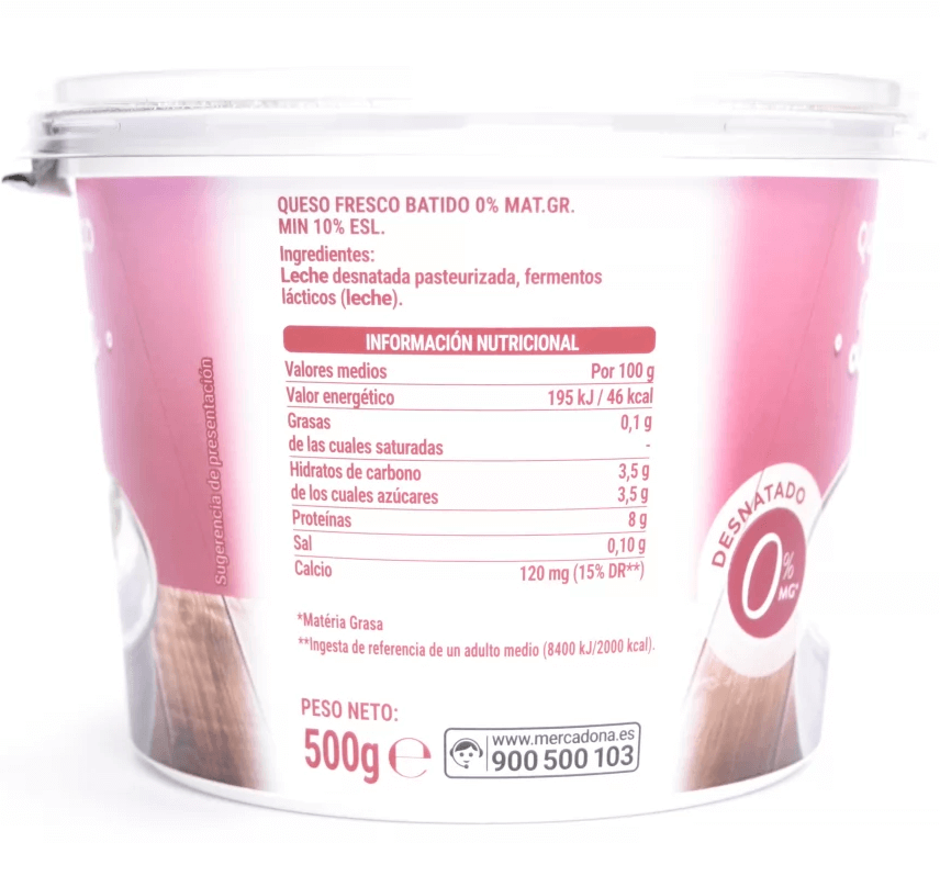 Descripción del producto queso