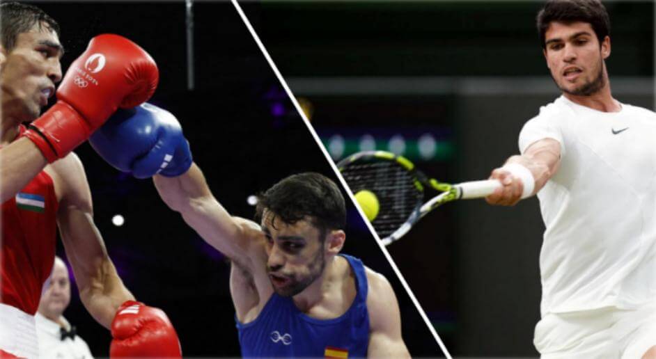 Boxeador lanza puñetazo y tenista