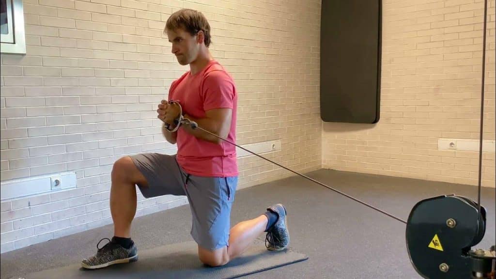 Press Pallof en posición de split stance